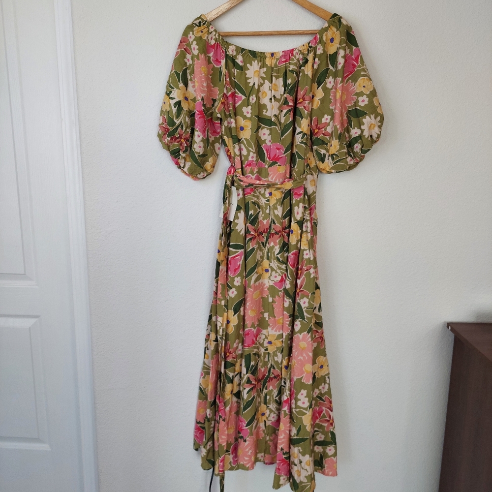 Bohme Floral Puff Sleeve Wrap Dress Size Medium NWT - Picture 4 of 7